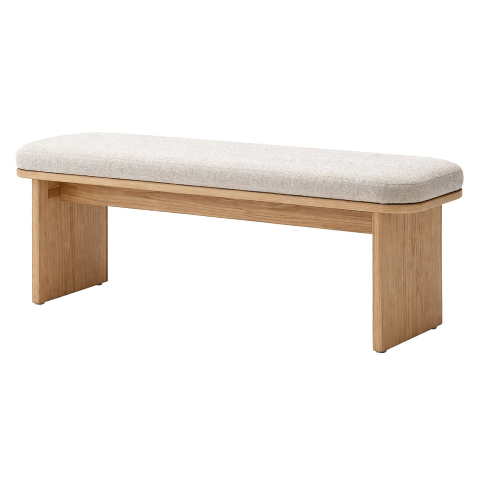 Soft top wooden bench with panel legs