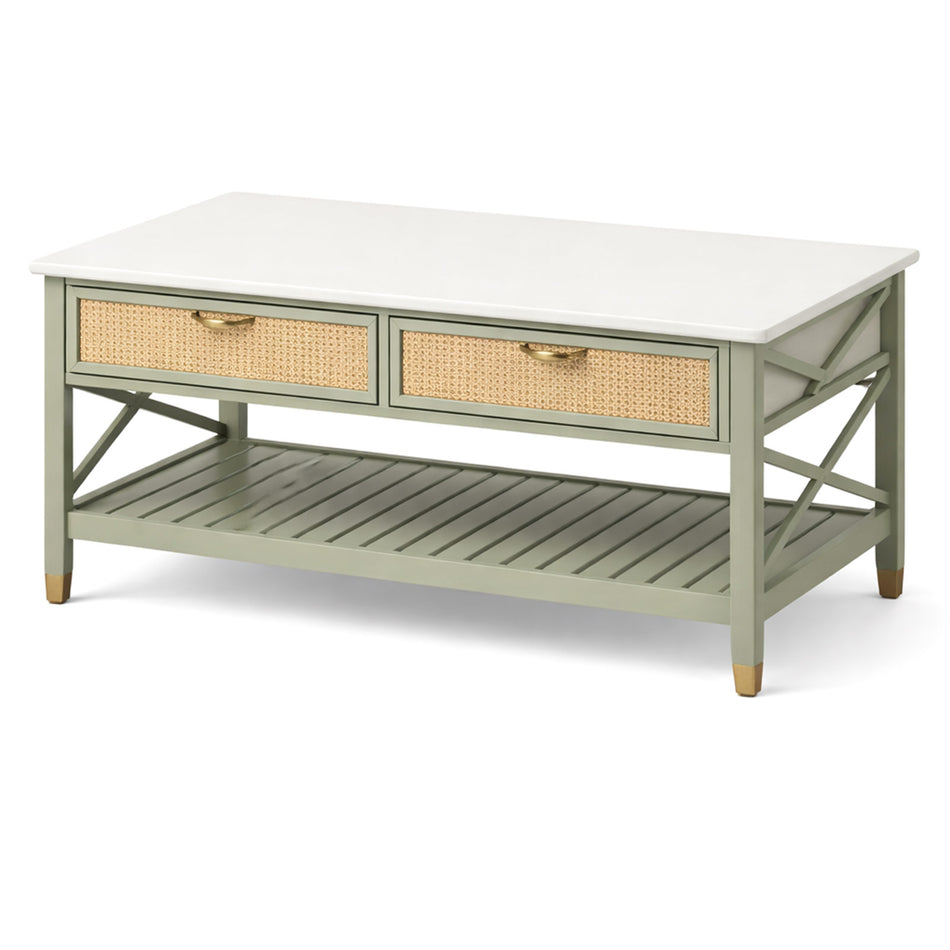 Coffee table with double drawer & lower shelf