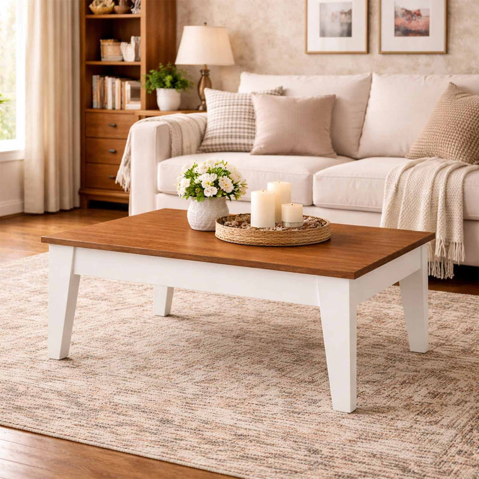 Rectangular coffee table with angled legs