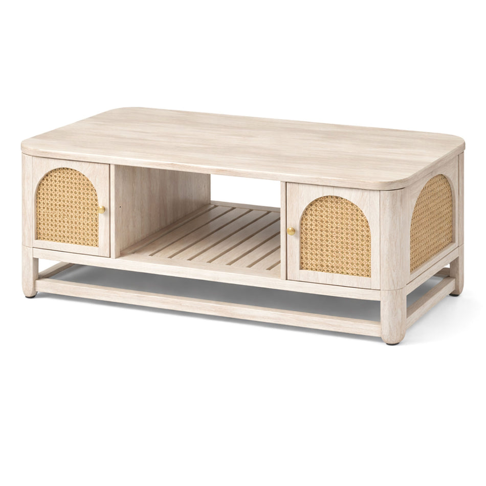 Coffee table with double cabinet storage