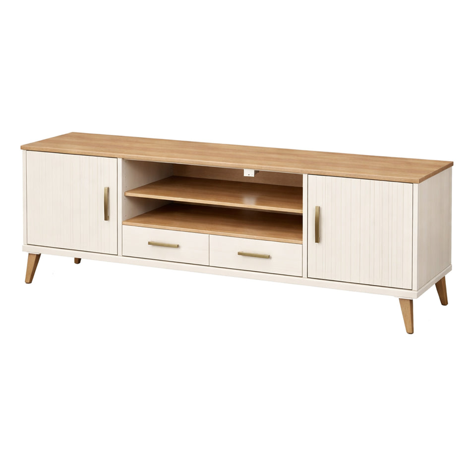 Modern two-tone media console with drawers