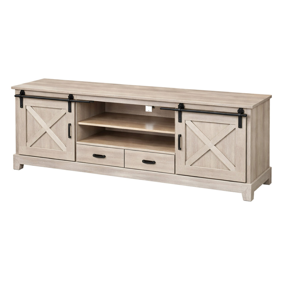 Sliding barn door TV unit with storage