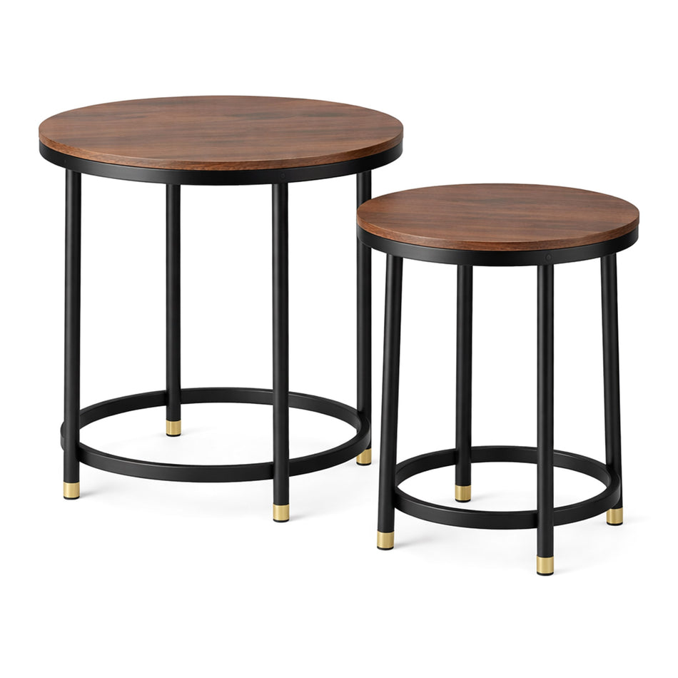 Nesting Tables with metal frame & round tops