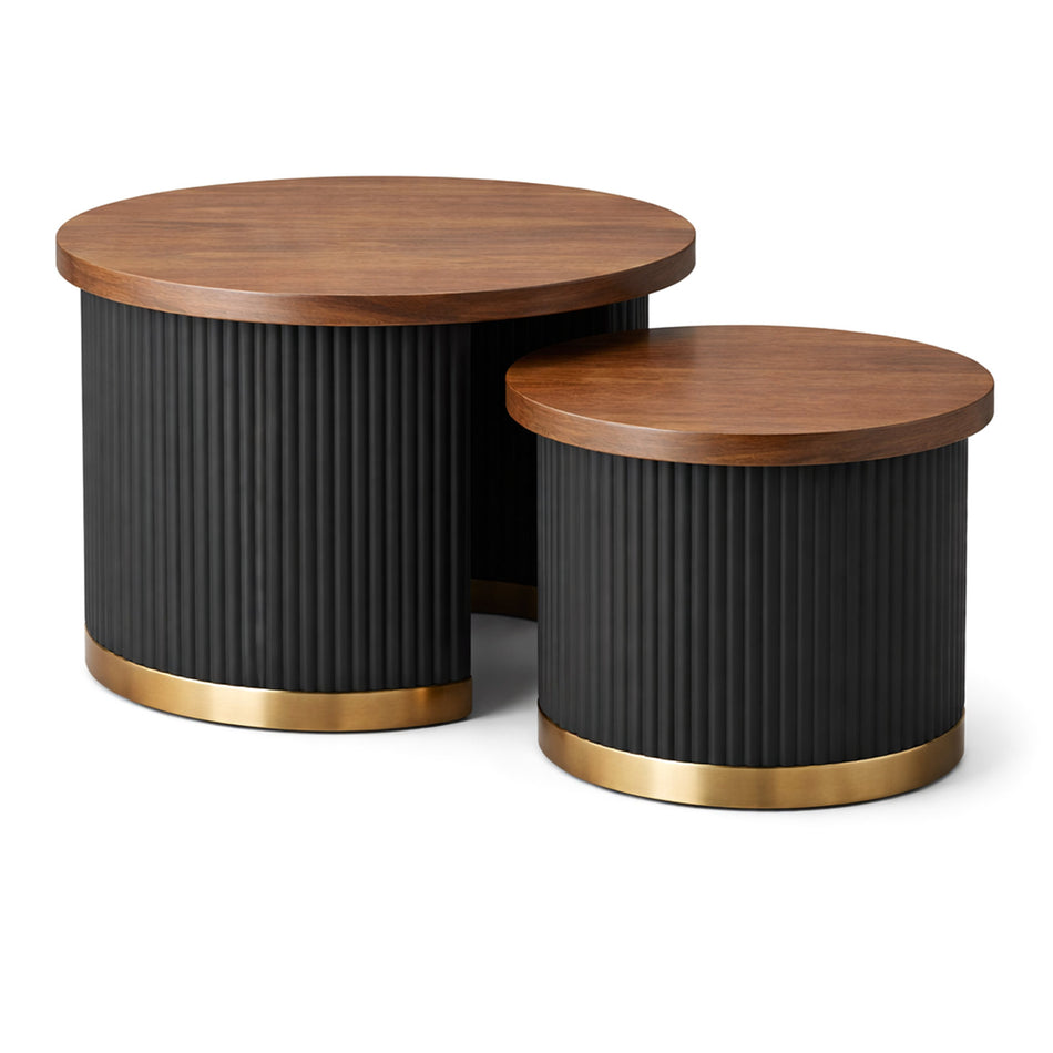 Fluted nesting tables set with round design
