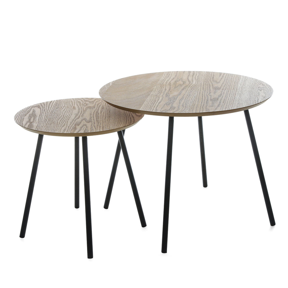 Nesting tables with round tops & slim legs