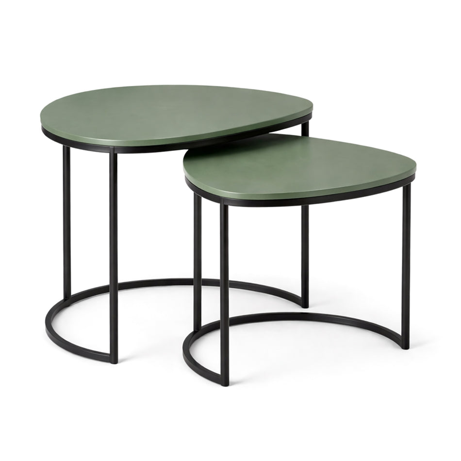 Nesting tables set with oval tops & minimal frame