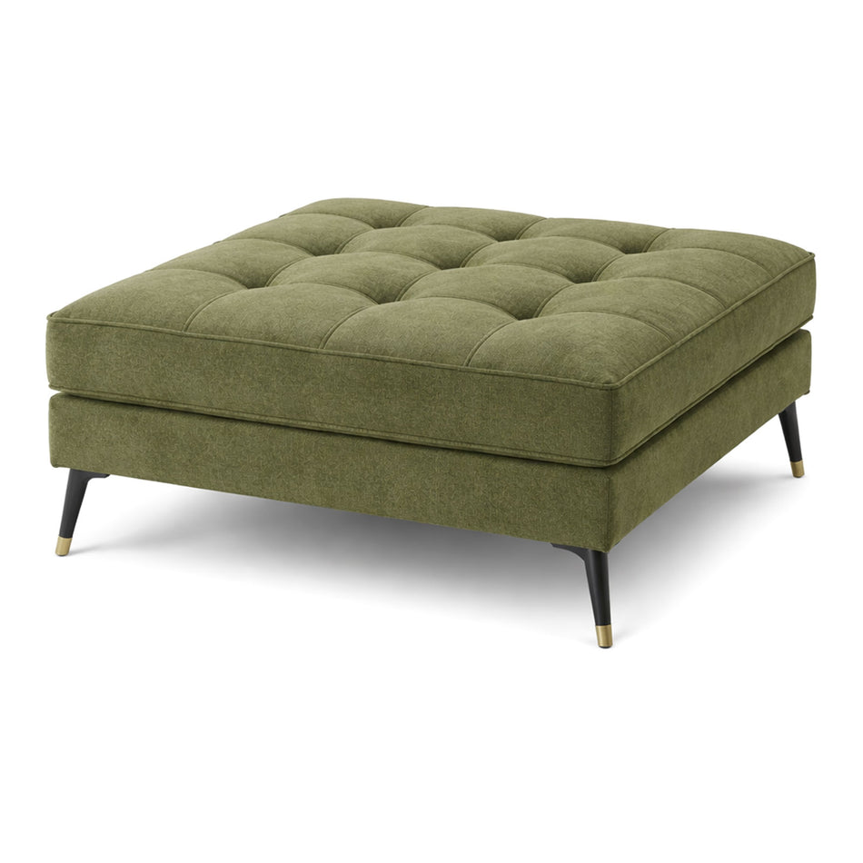 Button-tufted ottoman with elevated legs