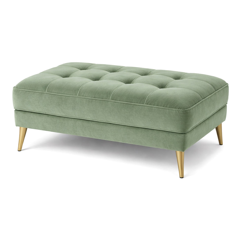 Quilted top ottoman bench with slim tapered legs