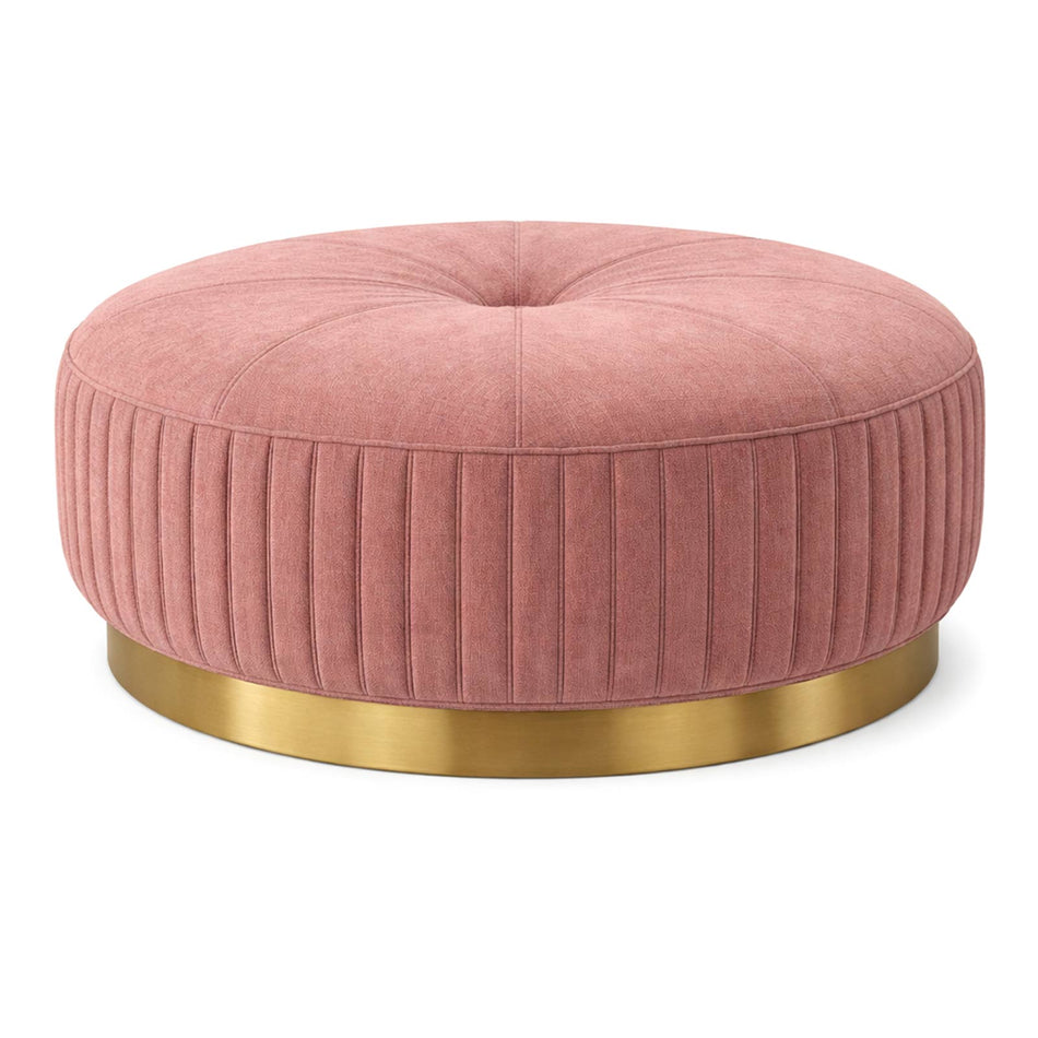 Round pleated ottoman with metal base