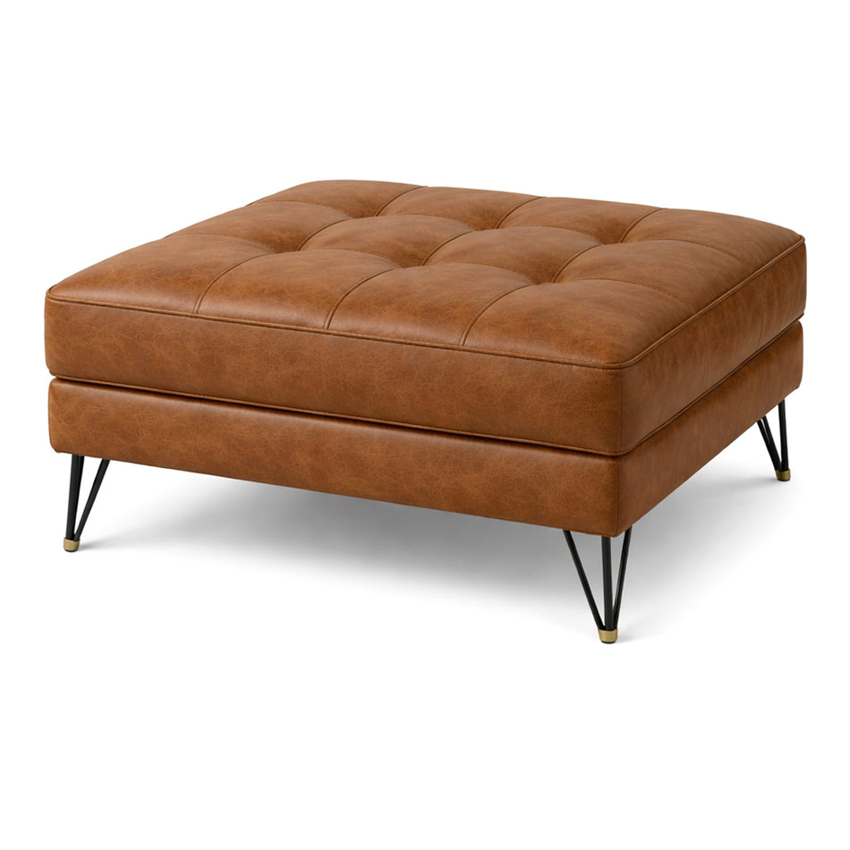 Faux leather ottoman with metal legs