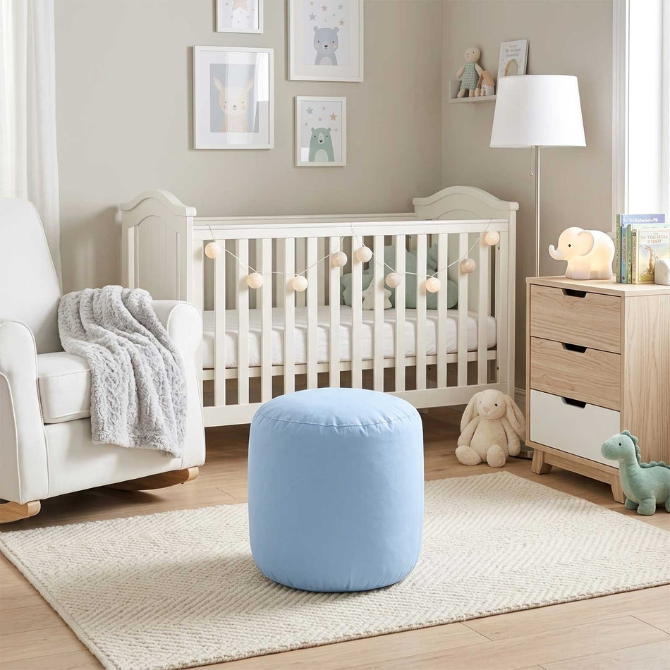 Round fabric pouf