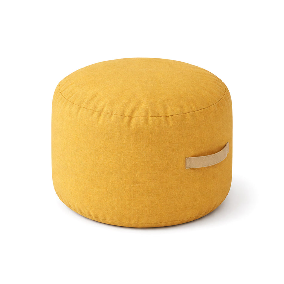 Round fabric pouf with handle