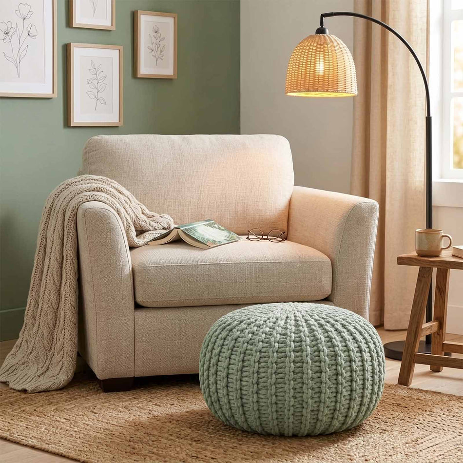 Knitted textured pouf