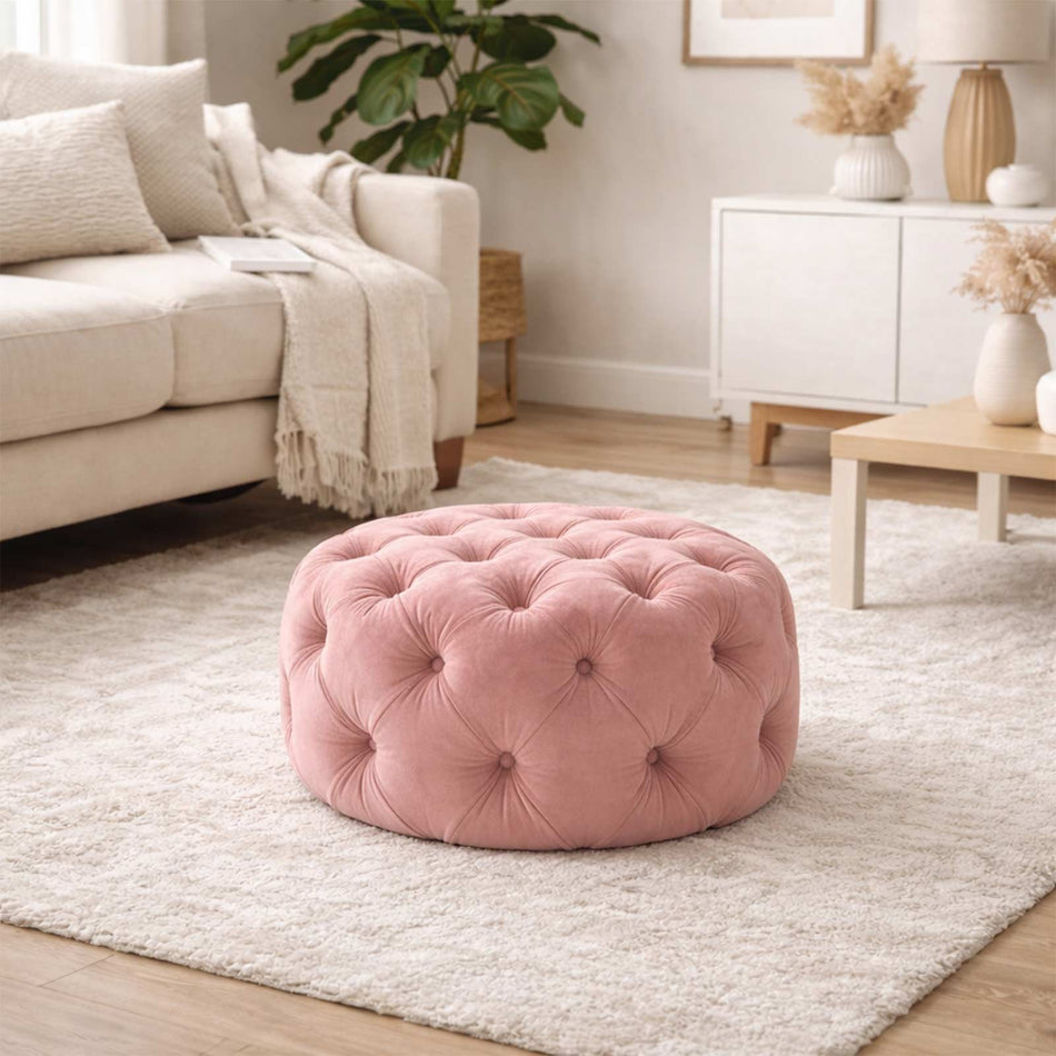 Tufted velvet pouf