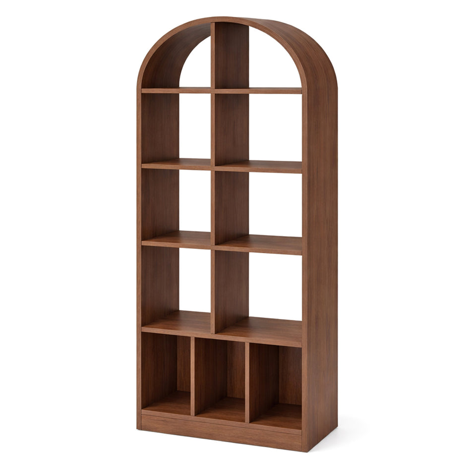 Arched wooden display bookcase