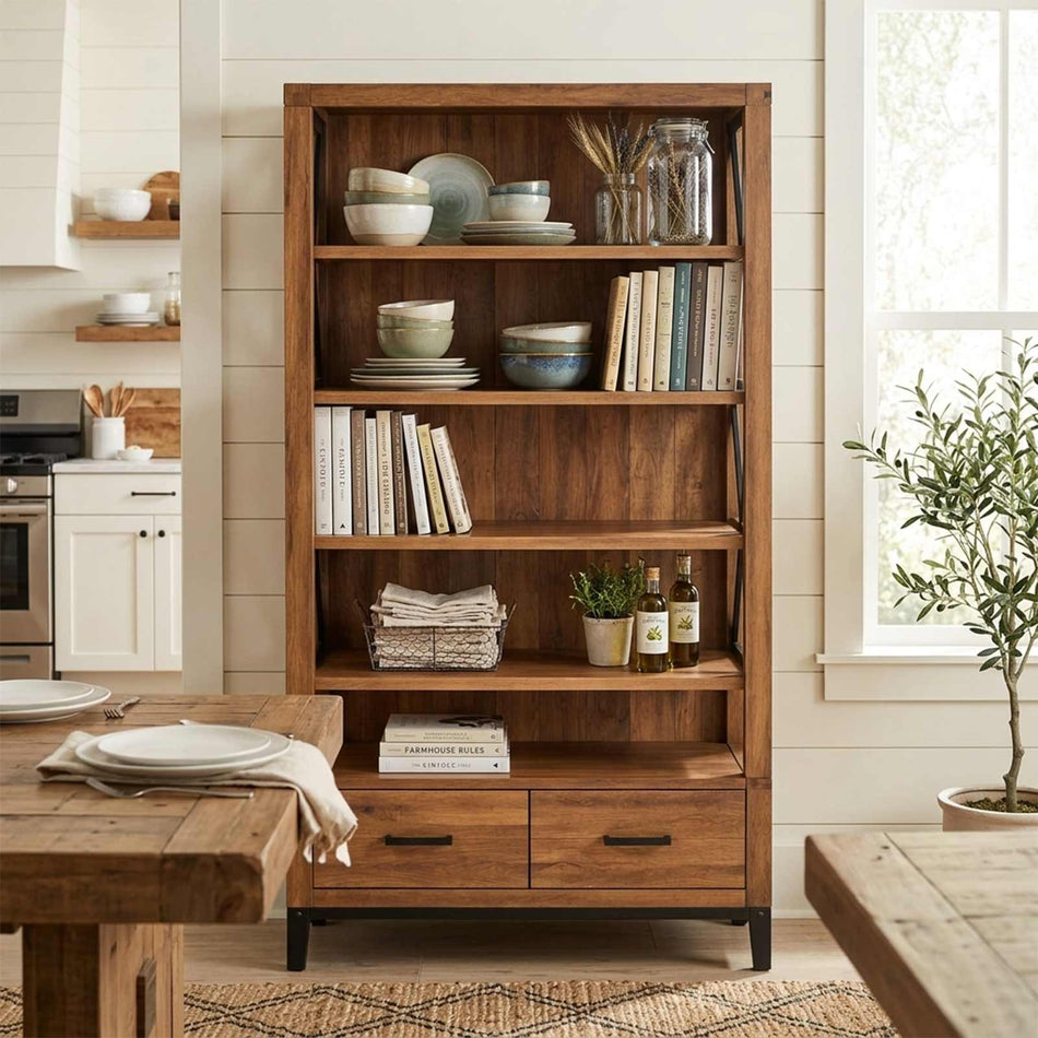 Bookcase with drawers