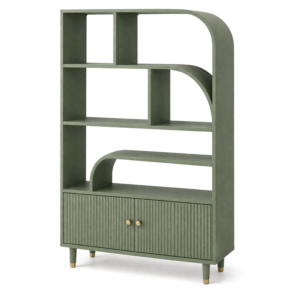 Geometric storage bookcase with cabinet