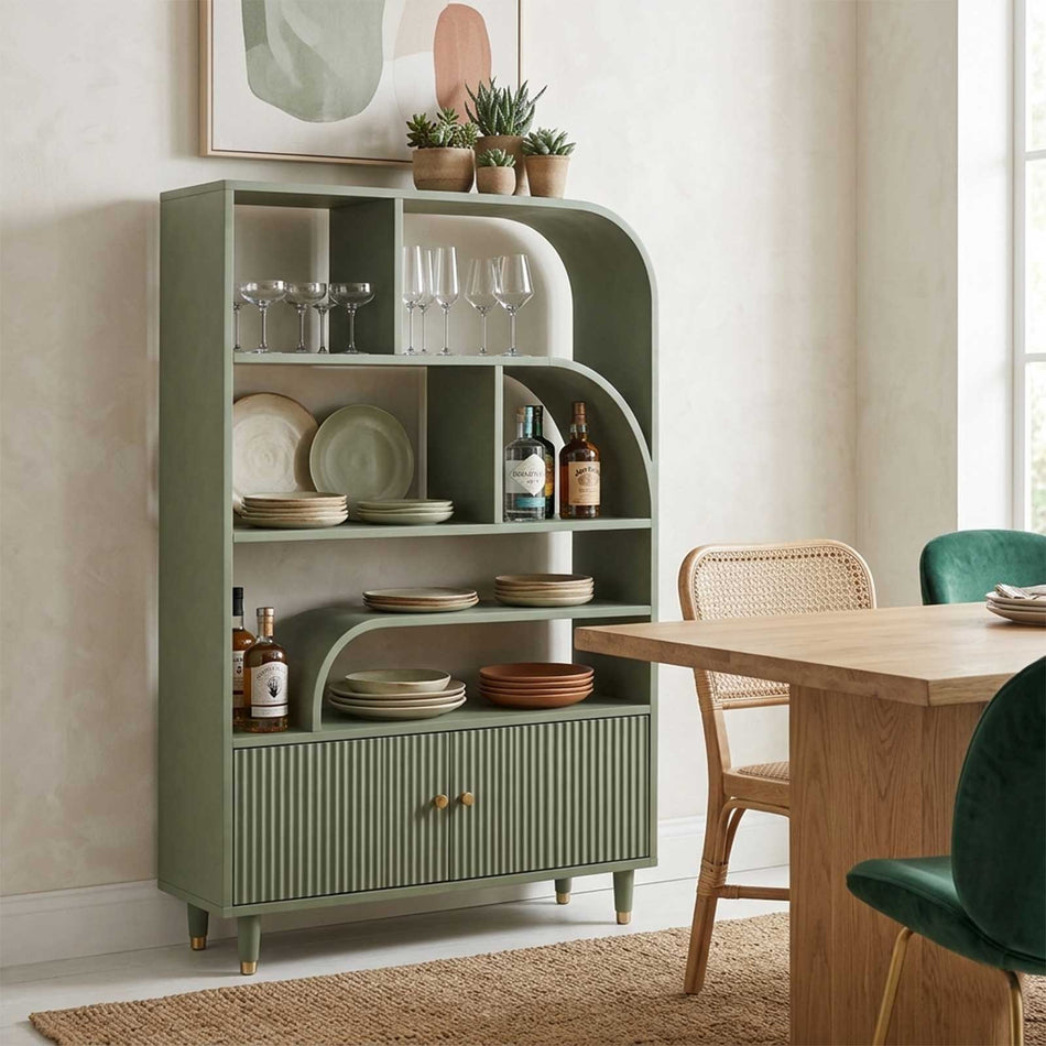 Geometric storage bookcase with cabinet