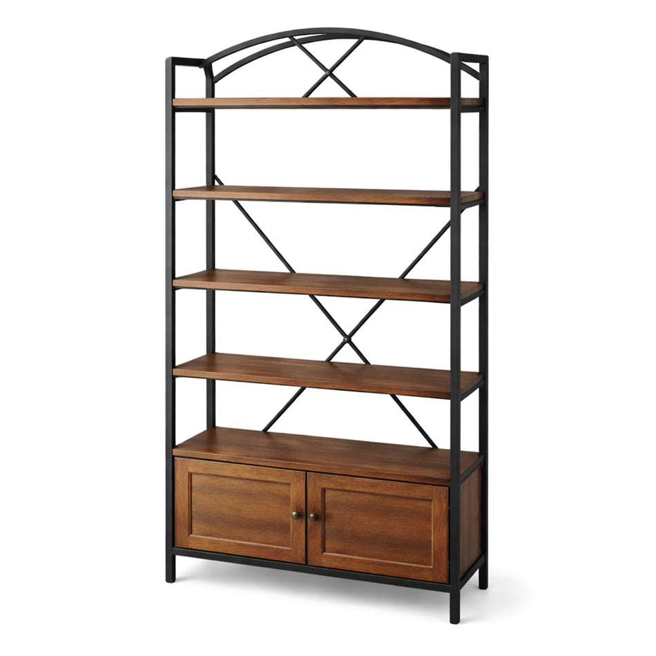 Industrial bookcase with cabinet storage