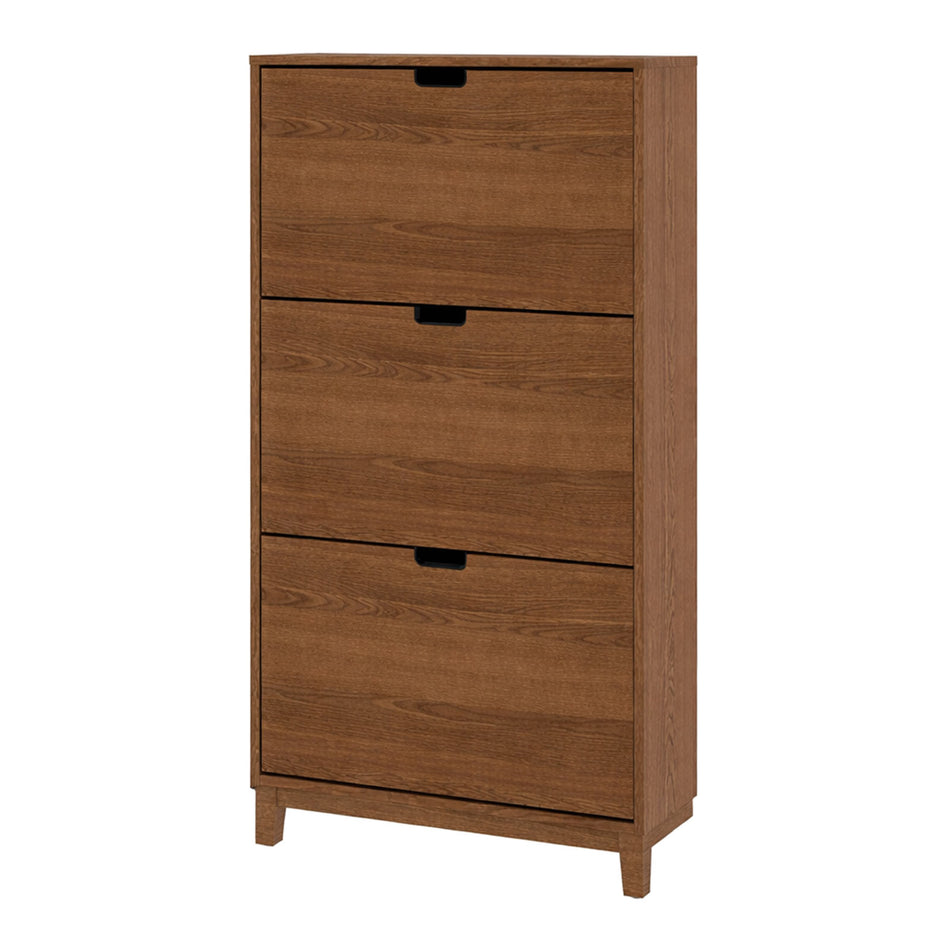 Wood storage cabinet with 3 tilt doors