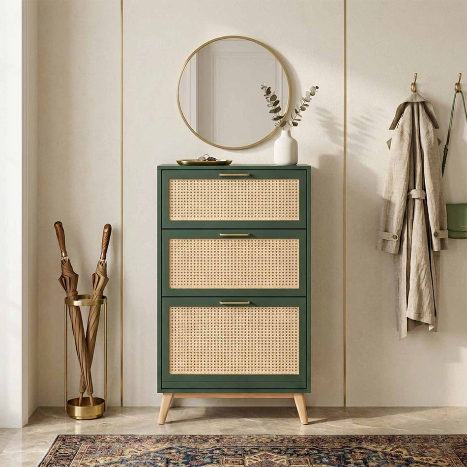 Rattan front cabinet with ventilated panels