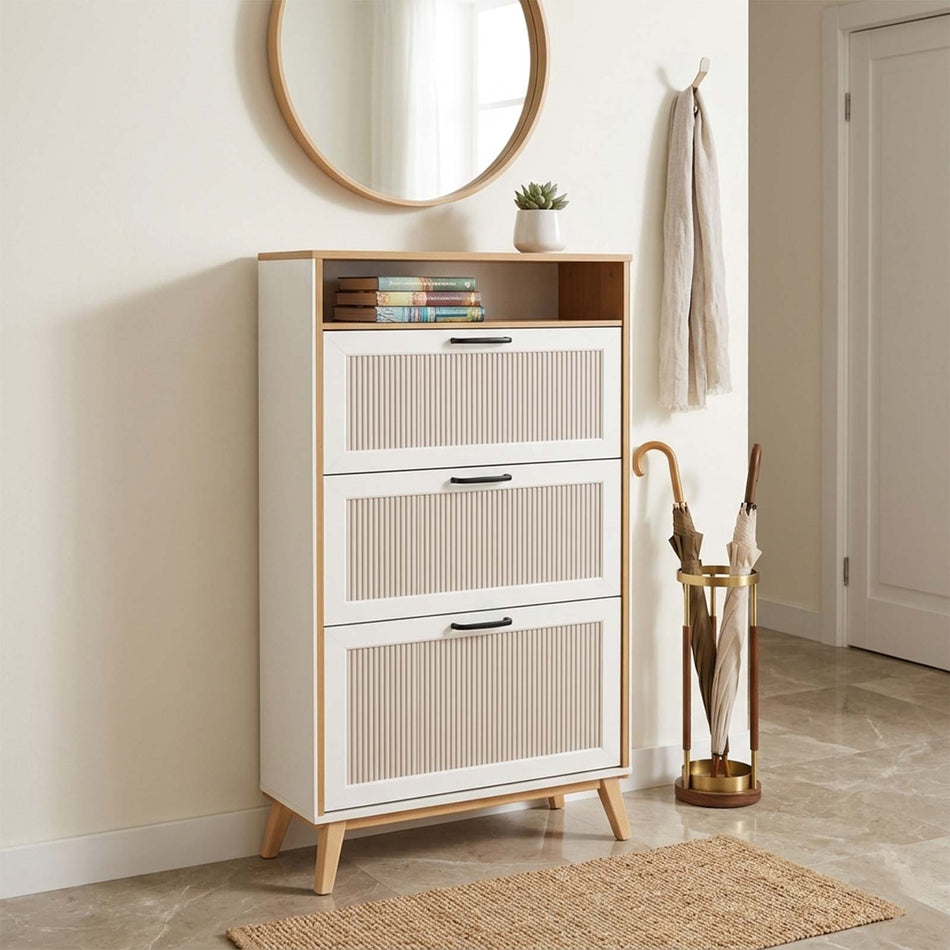 Cabinet with open shelf storage