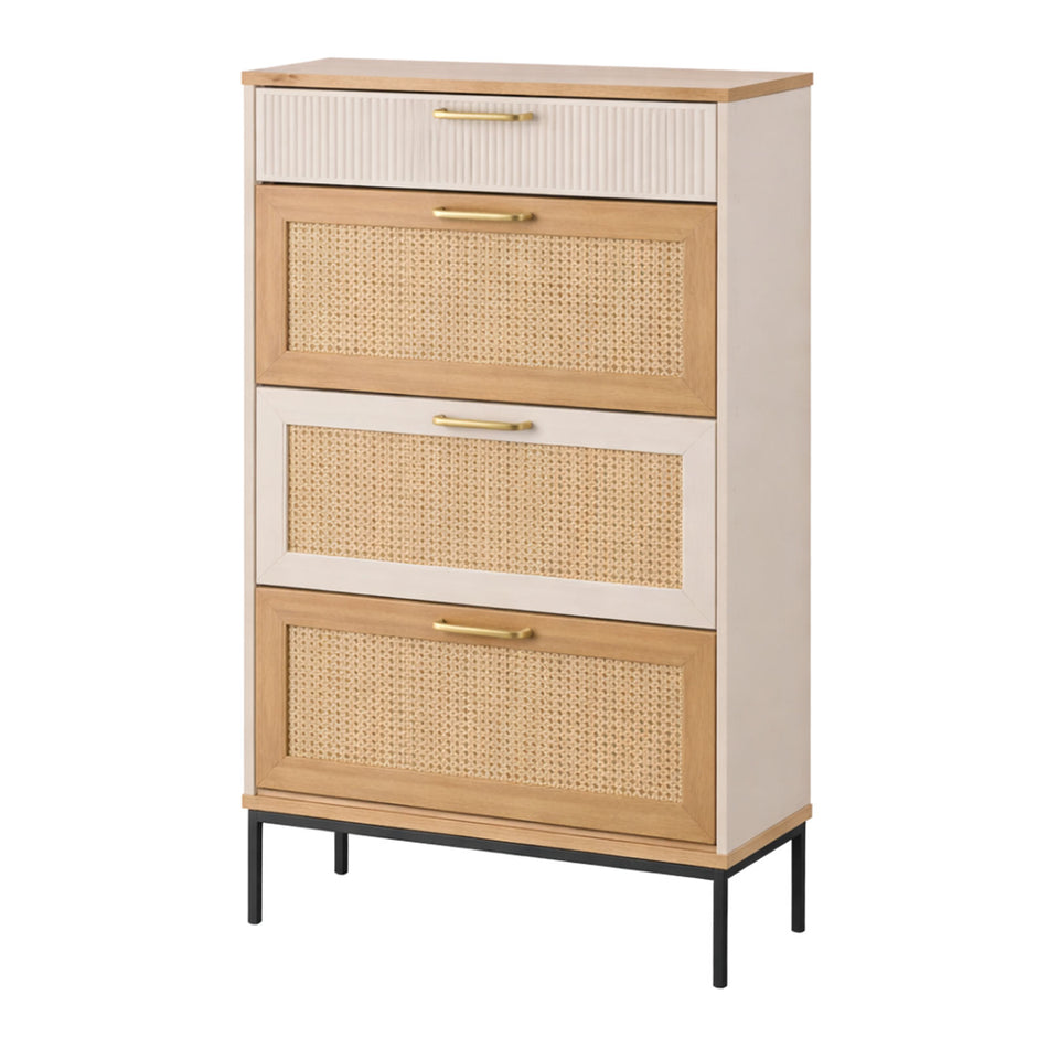Rattan panel cabinet with drawer
