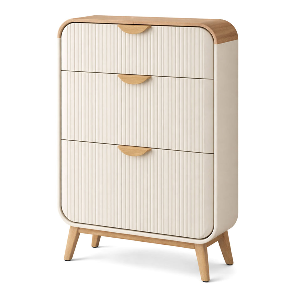 Rounded edge cabinet with ribbed front