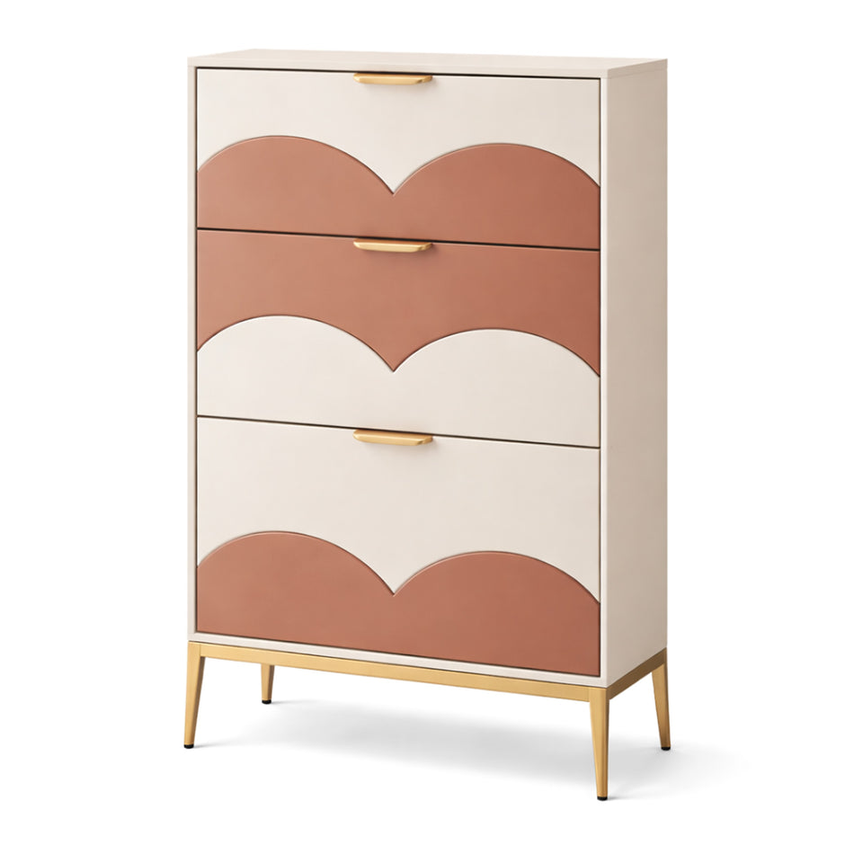 Wave panel cabinet with metal base