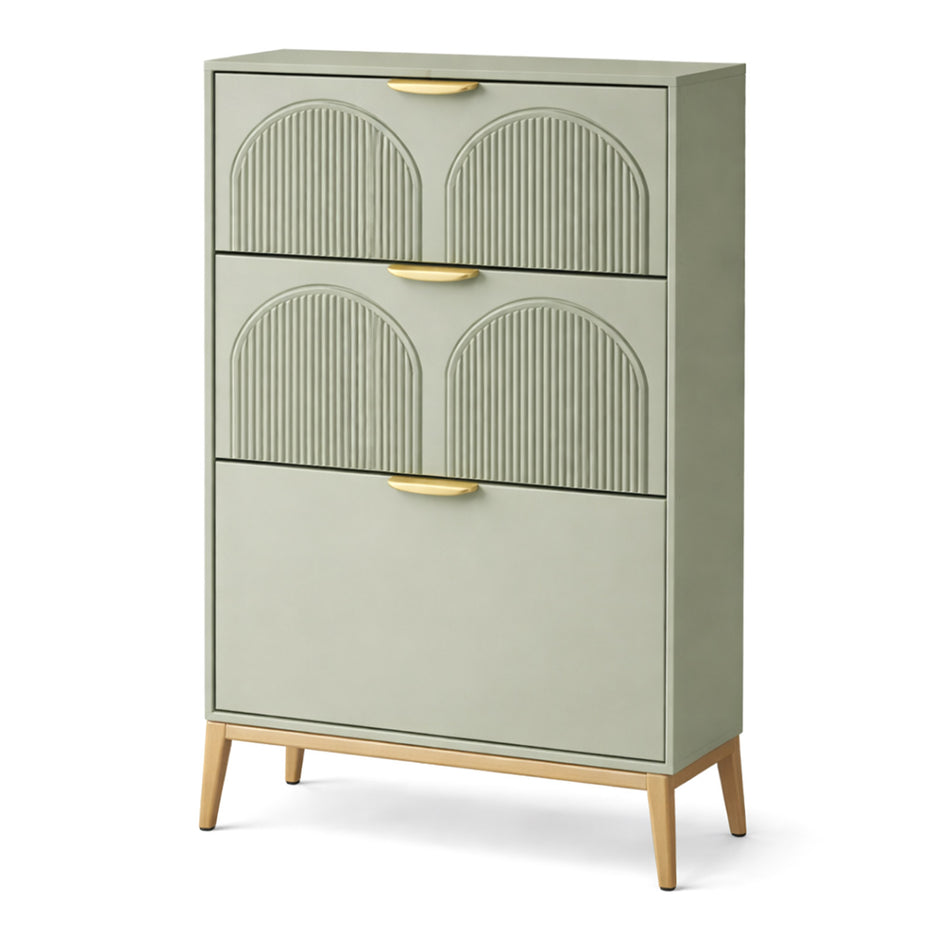 Arched shoe cabinet with raised legs