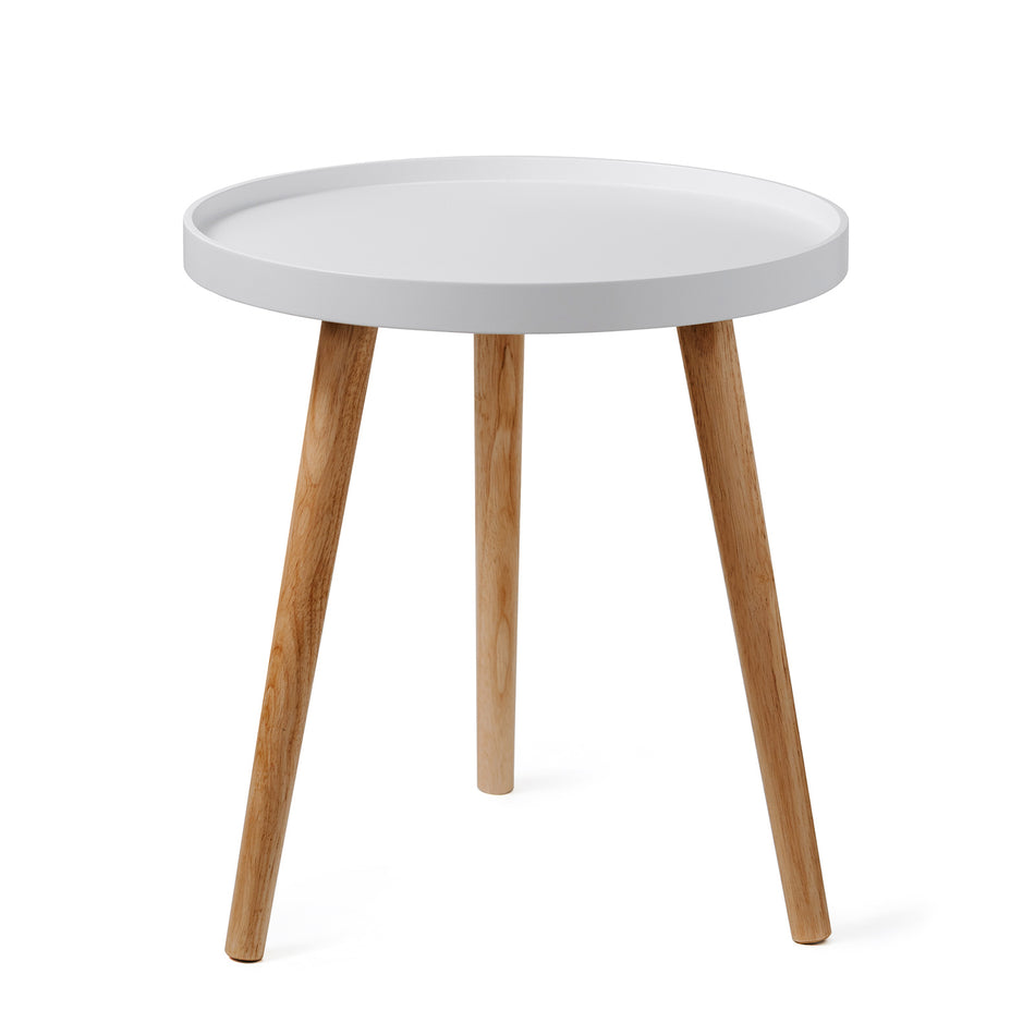 Minimal round side table with tray top