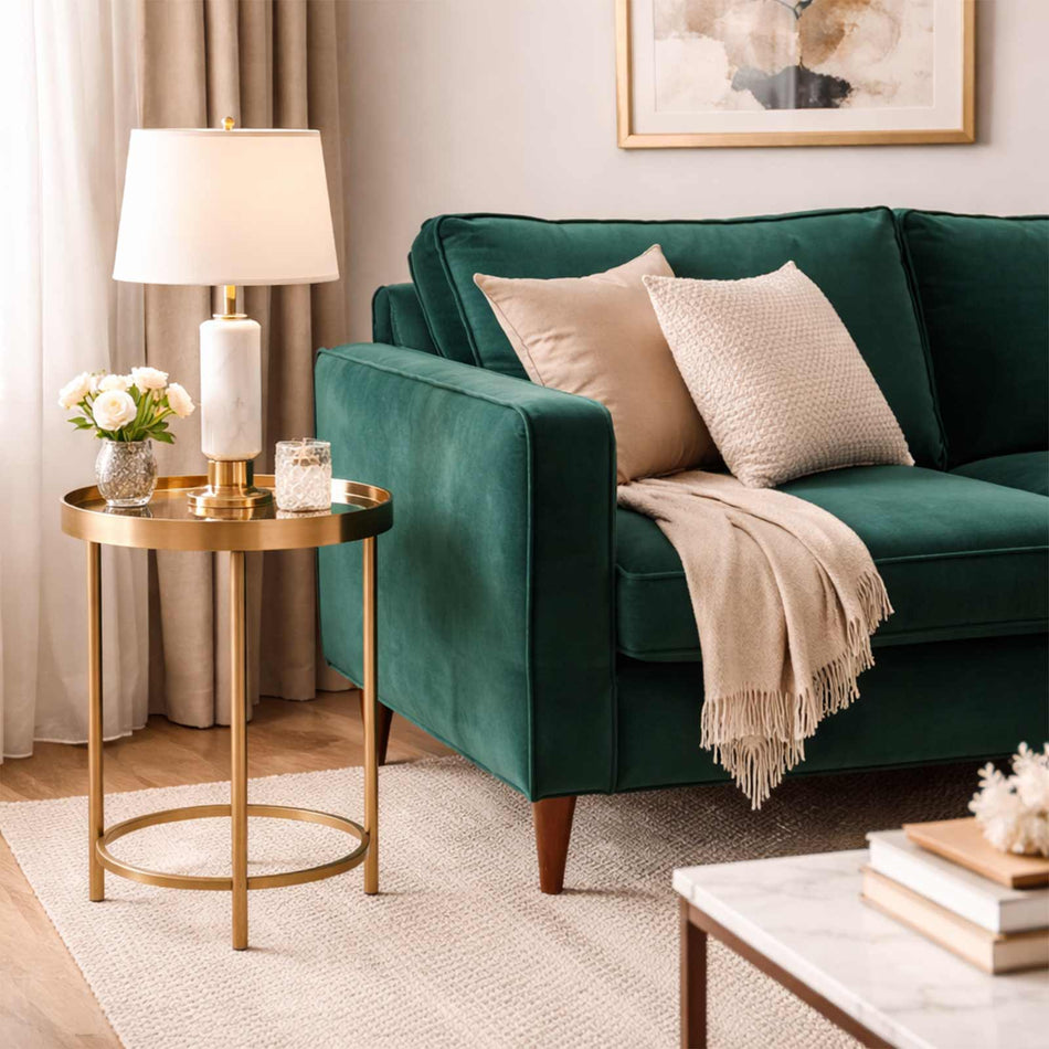 Metal accent side table with tray top
