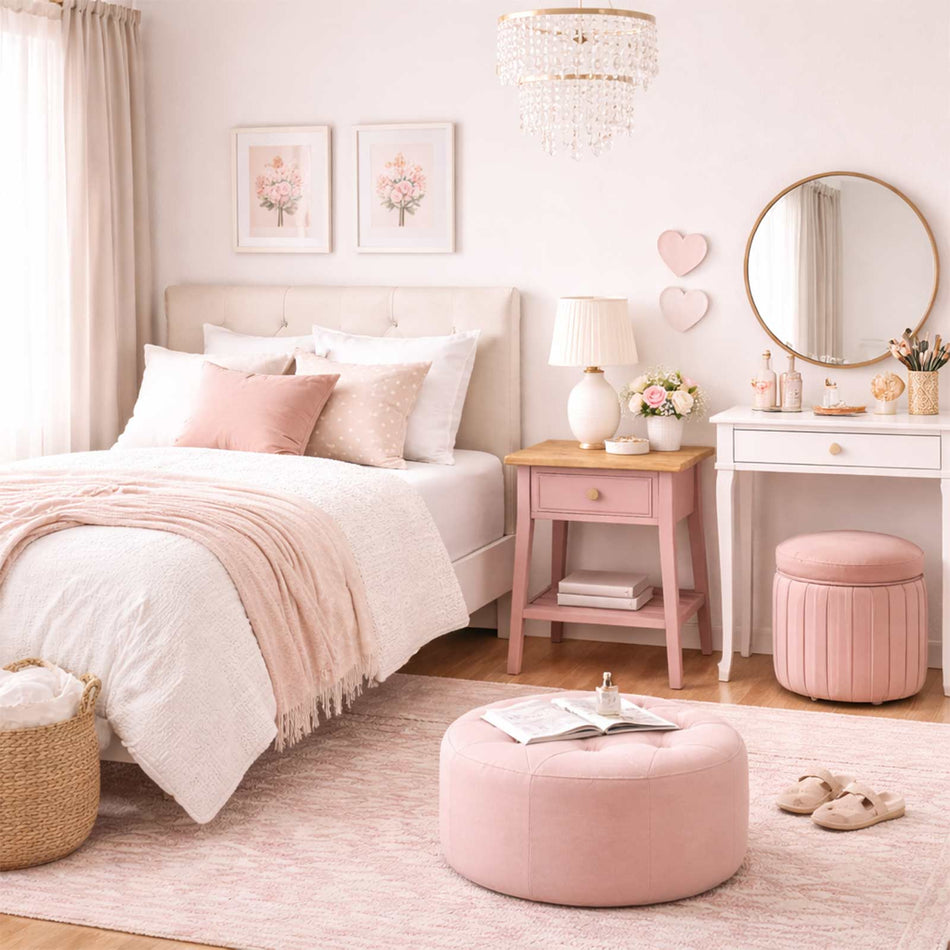 Classic side table with drawer & slatted shelf