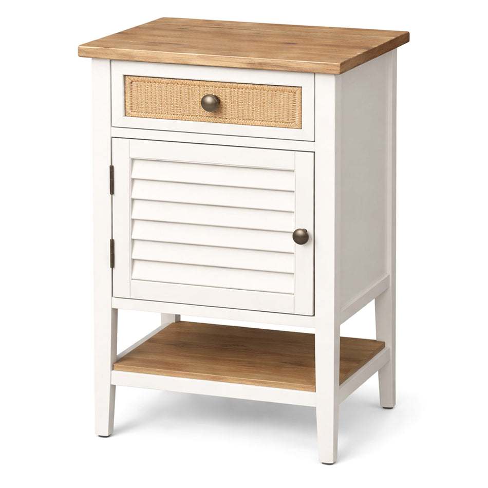 Modern side table with cabinet & shelf