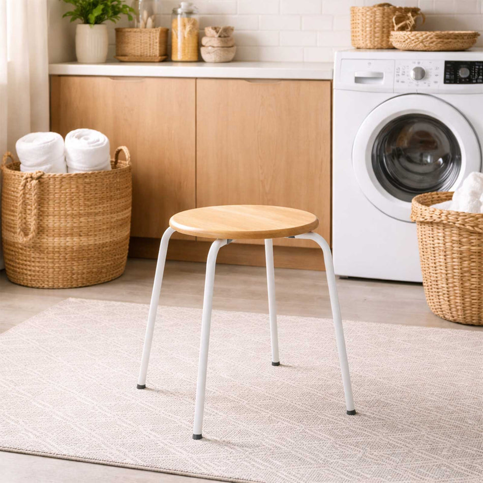 Minimal wood & steel stool
