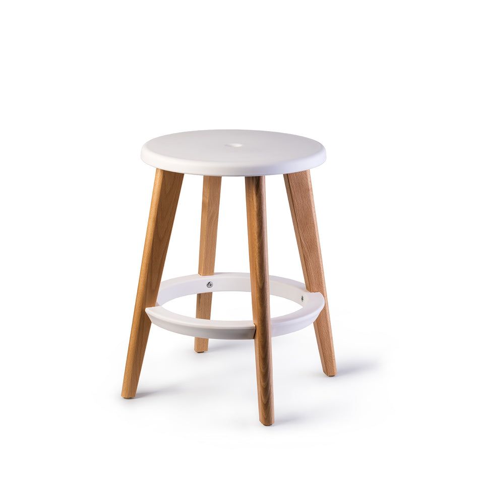 Sculptural wood counter stool