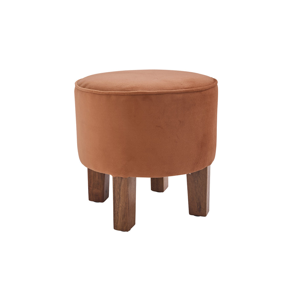 Round velvet ottoman stool