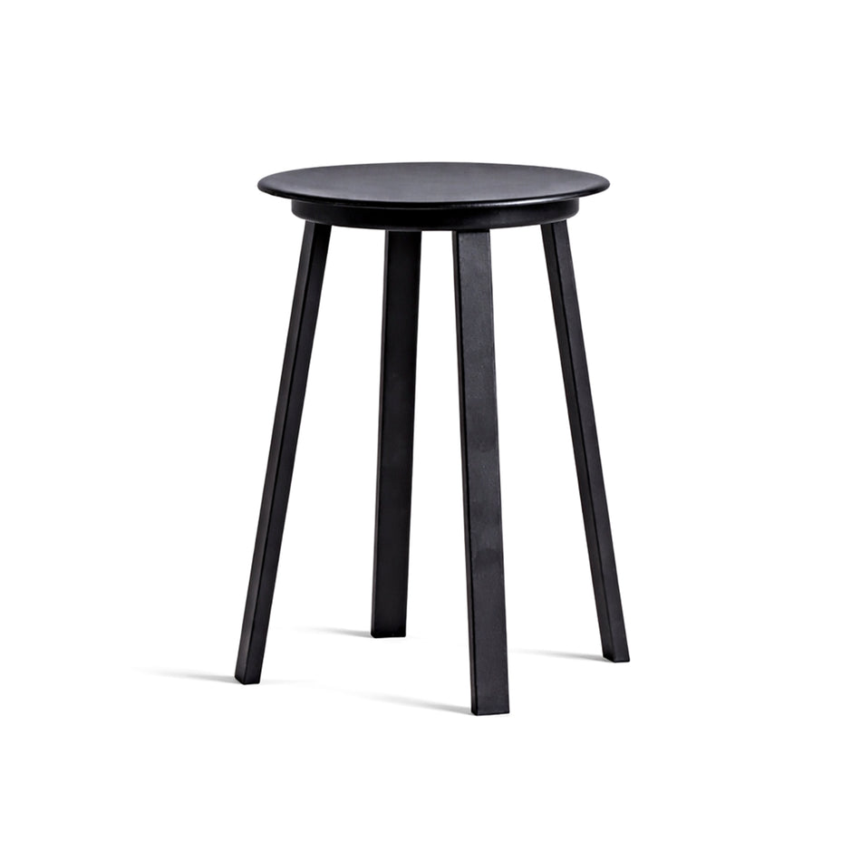 Round top wooden stool with tapered legs