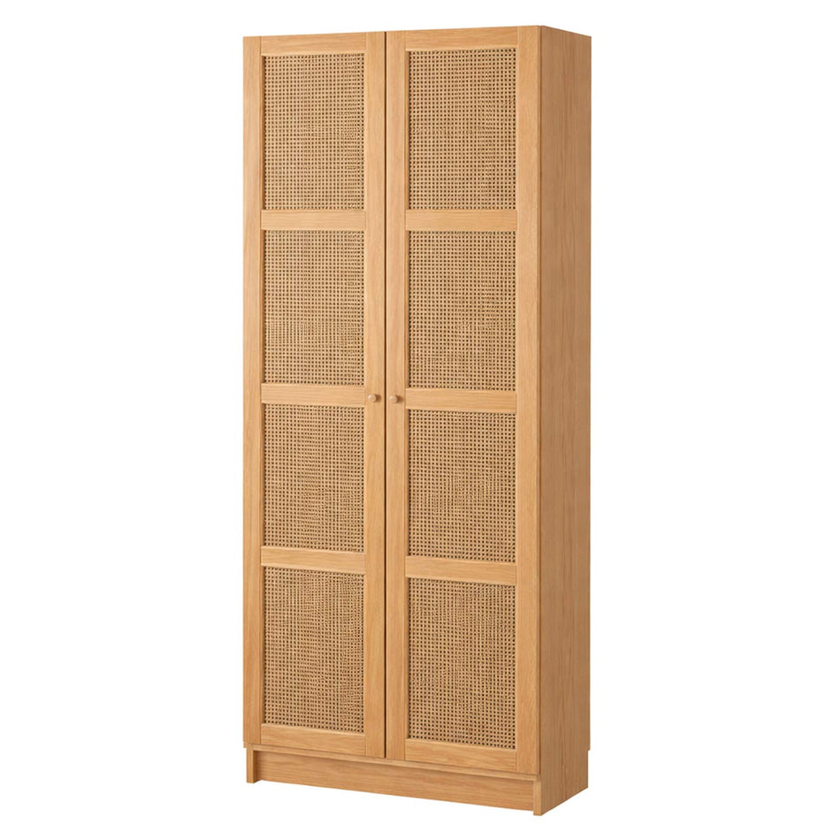 Natural rattan double door wardrobe