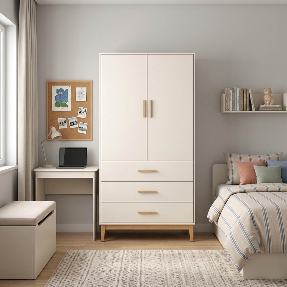 Minimal wardrobe with drawers