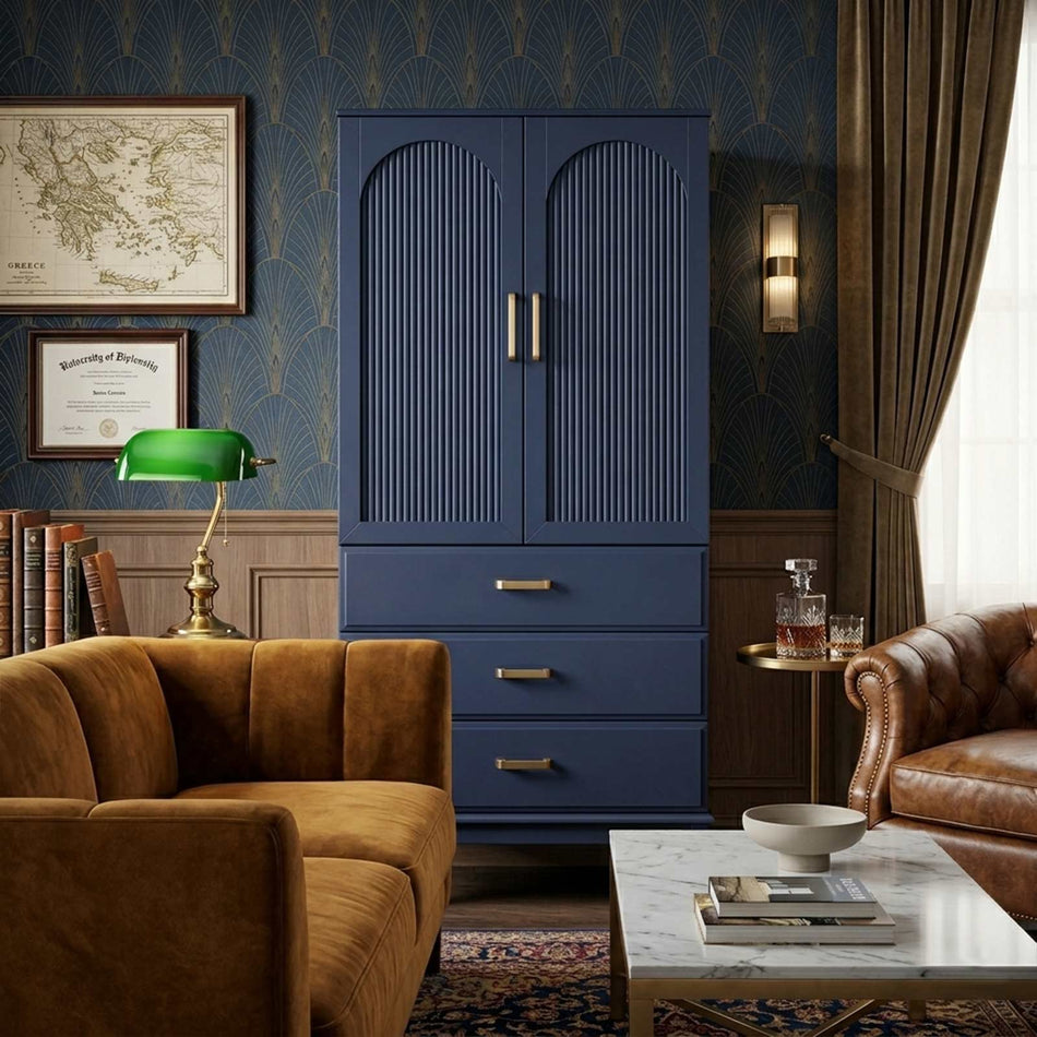 Arched panel wardrobe with drawers