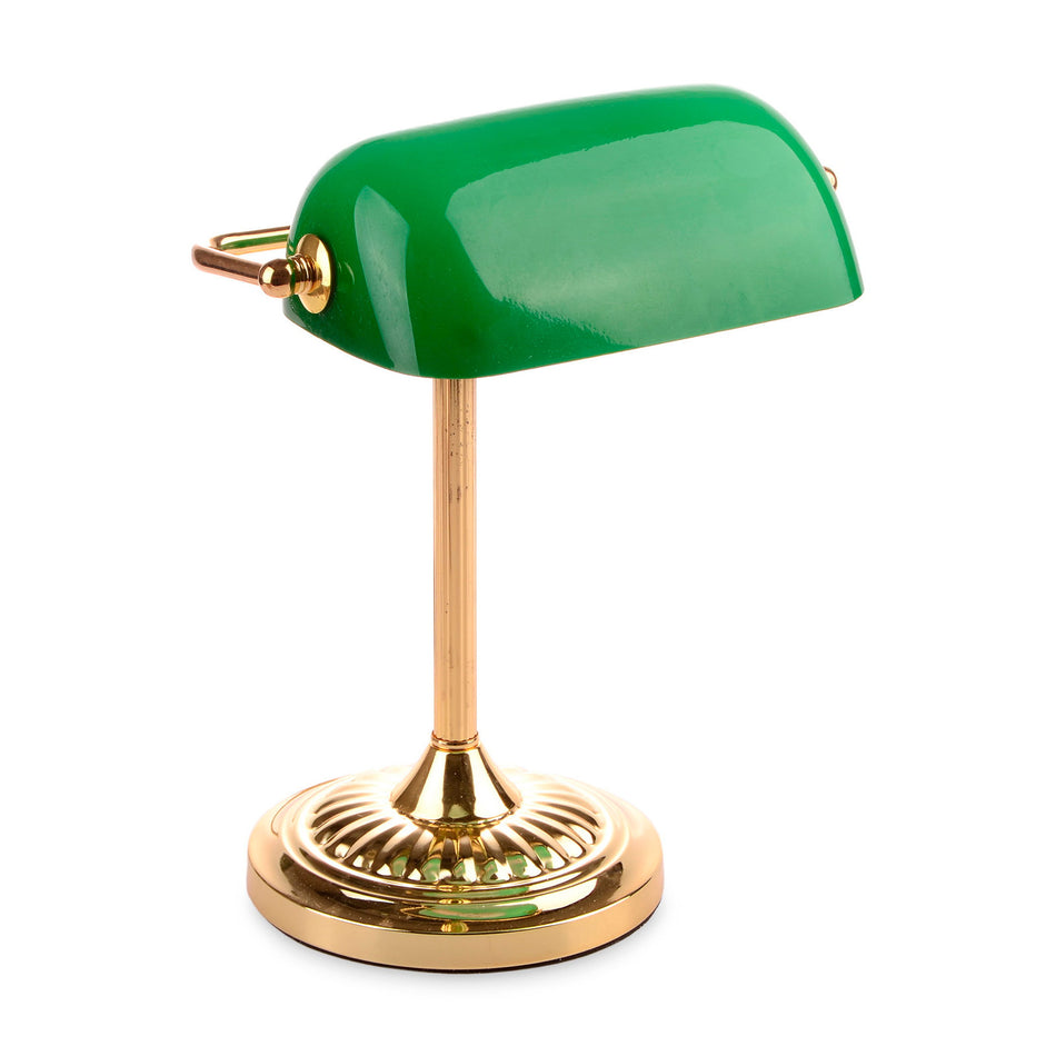 Omicron table lamp, green glass shade