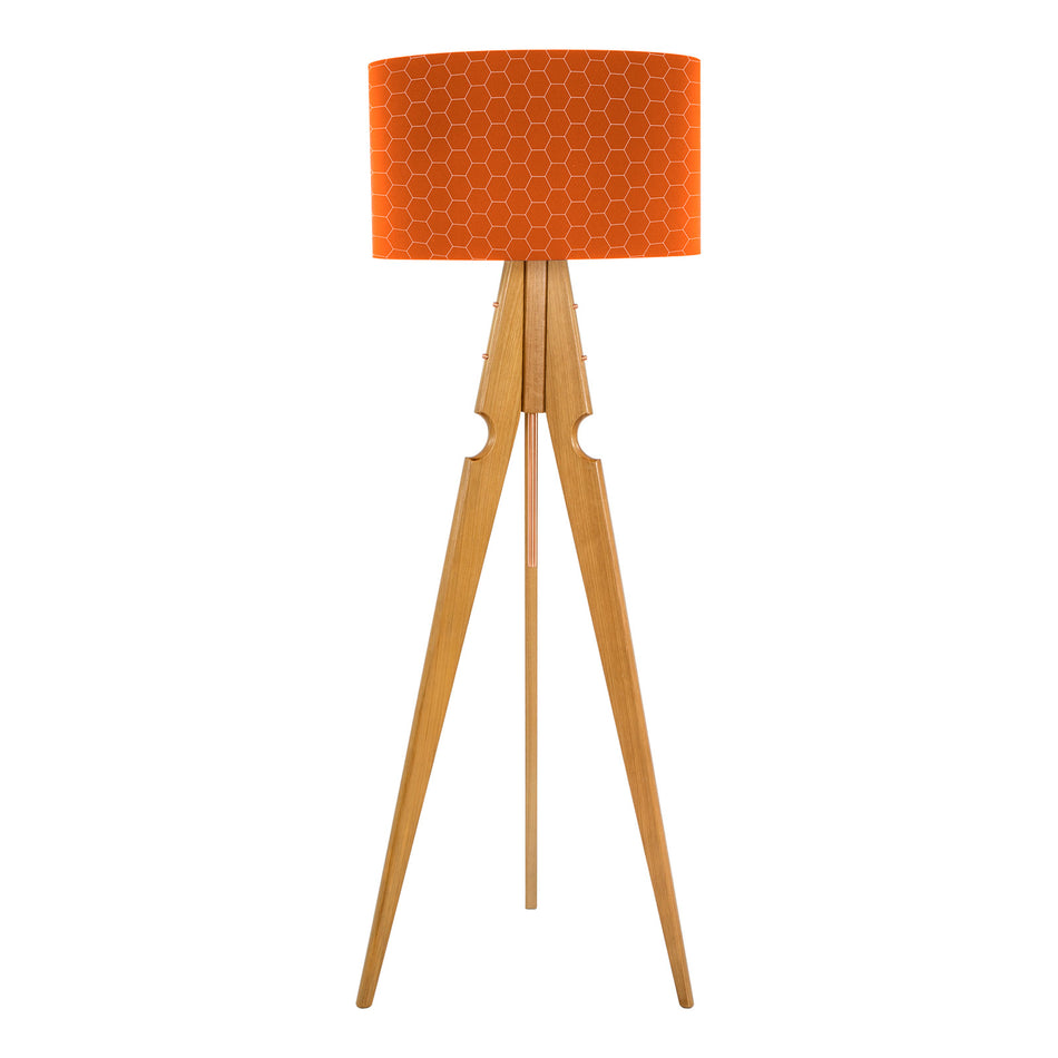 Helorus tripod fabric floor lamp, orange