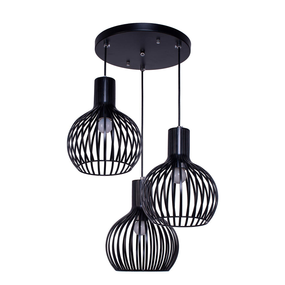 Helorus ceiling light with 3 cage shades