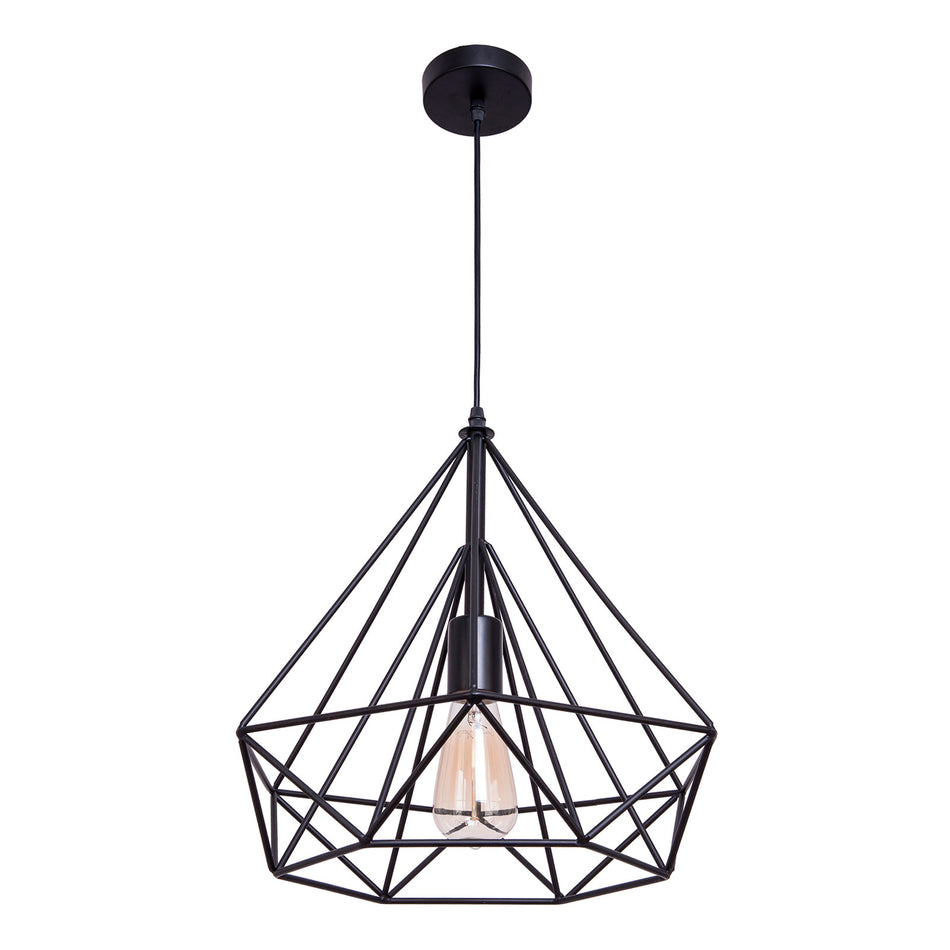 Helorus cage pendant light, black, 40 cm