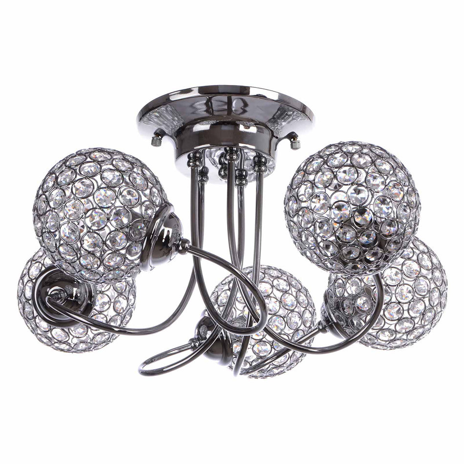 Siracusa crystal ceiling light, nickel, 67 cm