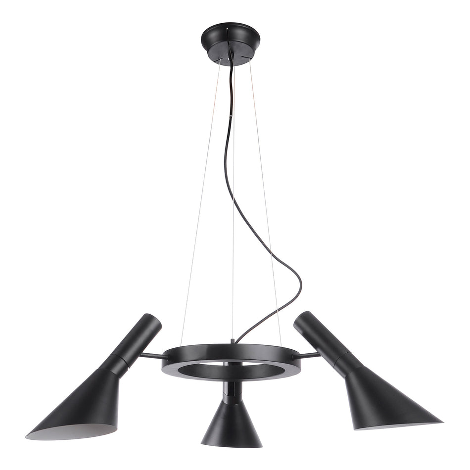 Helorus pendant lamp, 3-bulb, black