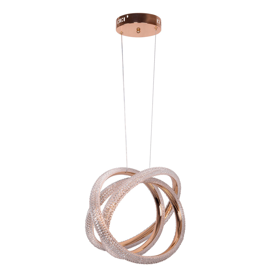 Ithaca LED hanging light, copper, 3 rings