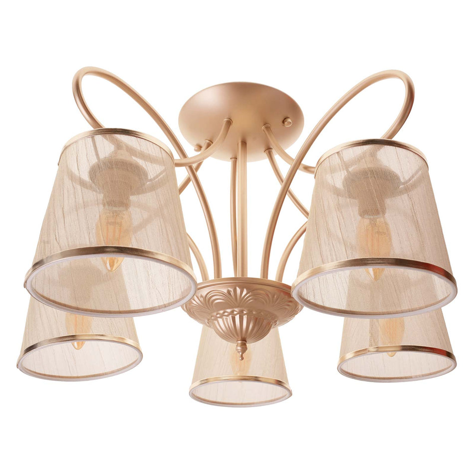 Selinus chandelier, brown, five-bulb