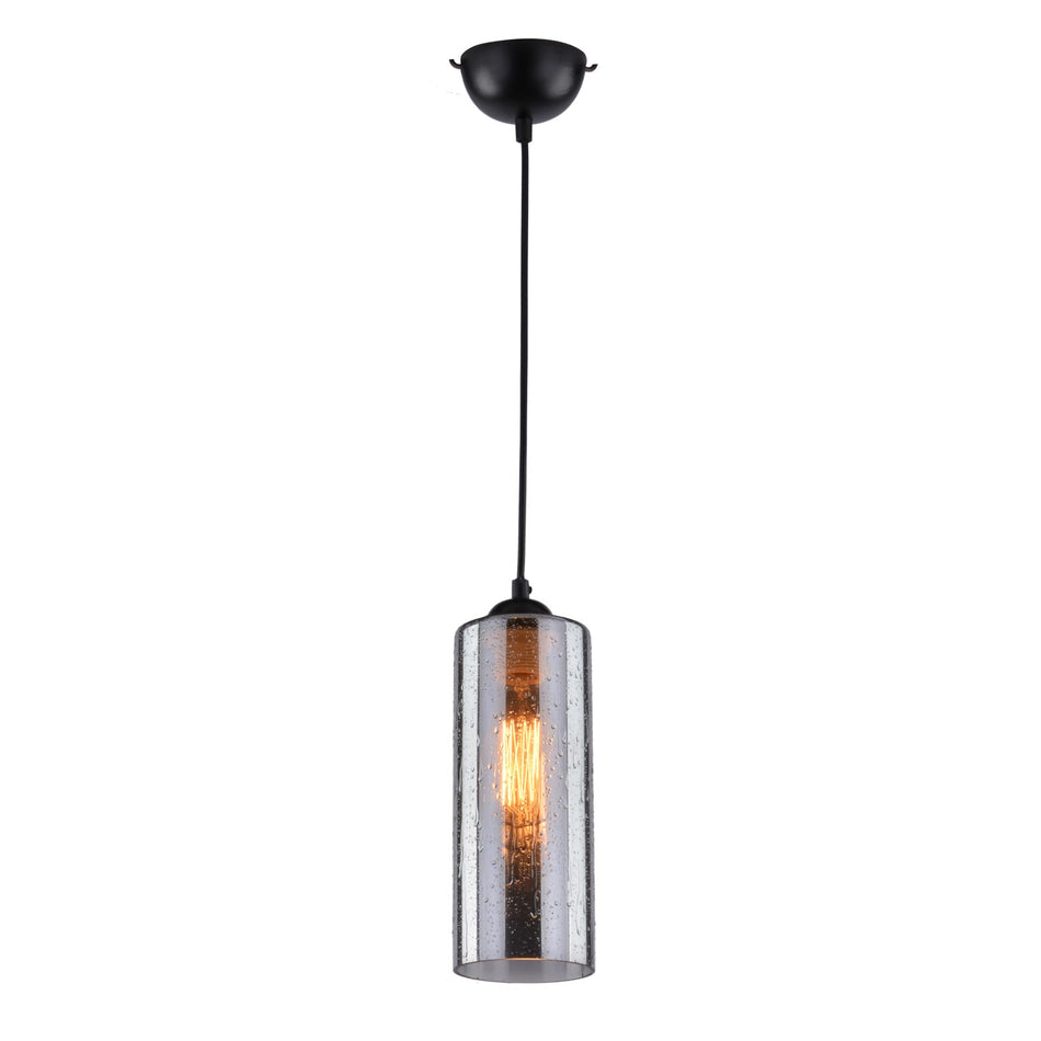 Ceiling Pendant In Silver With Amber Shade